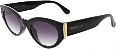 Kendall & Kylie Alexandra Cat- Eye Inlay Deco Sunglasses In Black