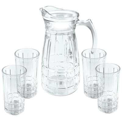 Gibson Home Jewelite Glass Pitcher And Tumbler Set In Transparent