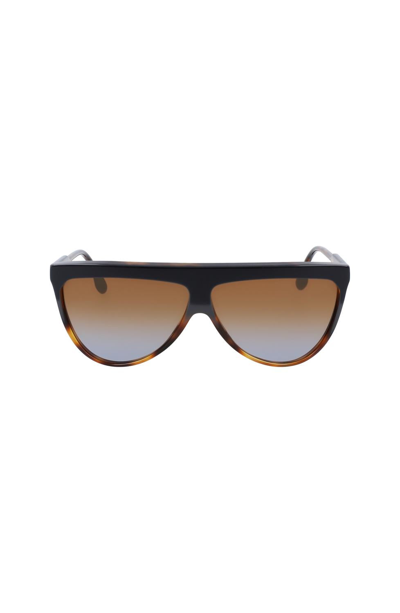 Victoria Beckham Guilloche Modified Rectangle Sunglasses In Black Tortoise