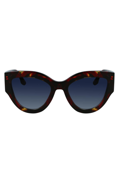 Victoria Beckham Classic Logo Cat Eye Sunglasses In Havana Red