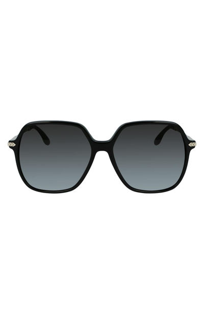 Victoria Beckham Chevron Modified Rectangle Sunglasses In Black