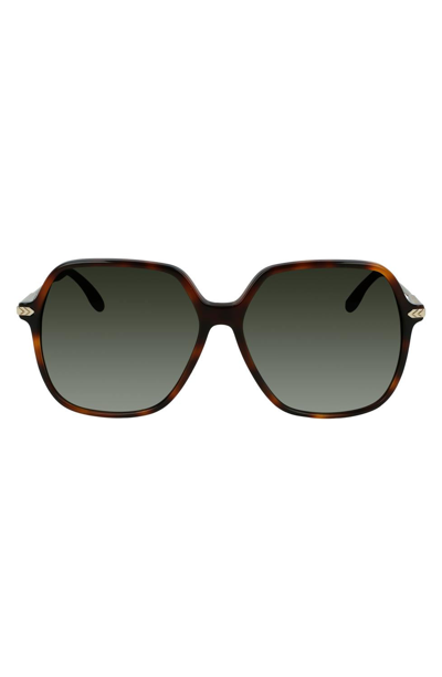 Victoria Beckham Chevron Modified Rectangle Sunglasses In Tortoise