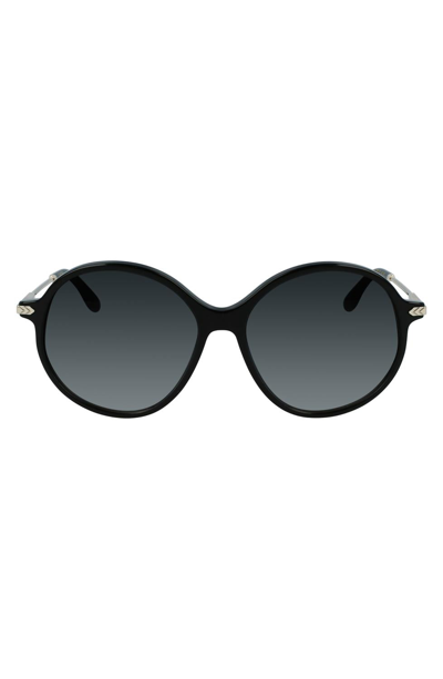 Victoria Beckham Chevron Modified Rectangle Sunglasses In Black