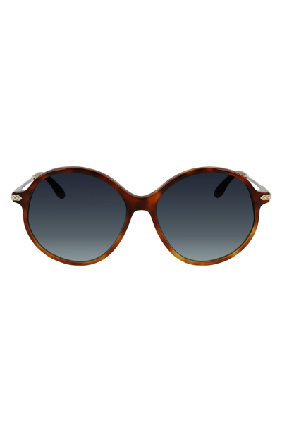 Victoria Beckham Chevron Modified Rectangle Sunglasses In Light Havana Fade