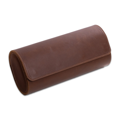 Bey-berk Milani Leather Watch Roll In Brown