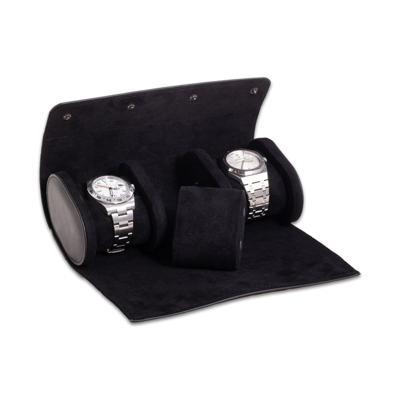 Bey-berk Milani Leather Watch Roll In Black