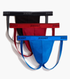 2(x)ist Cotton Stretch Jock Strap 3-pack In Scotts Red/black/skydiver