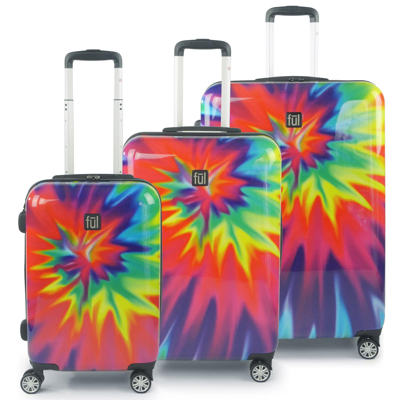 Ful Tie Dye Nested 3 Piece Luggage Set In Multi