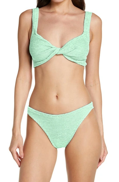 Hunza G Jean Crinkle Twist Two-piece Swimsuit In Lime