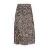 Brunello Cucinelli Abstract-print Pleated Silk-poplin Midi Skirt In Coffee