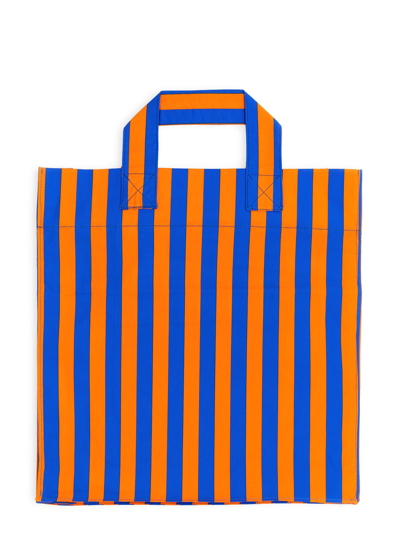 Sunnei Shopper Bag With Striped Pattern In Orange/azure Stripes