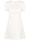 Valentino Bow-embellished Wool-blend Crepe Mini Dress In Ivory Multi