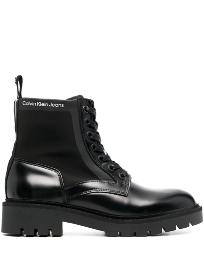 Calvin Klein Military Ankle Boots In Schwarz