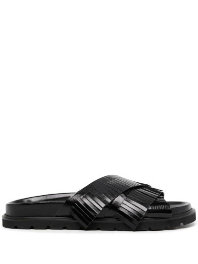 Reike Nen Cross Fringe Mold Sandals In Schwarz