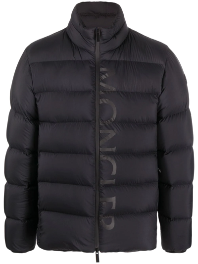 Moncler Logo-print Feather Down Jacket In Black