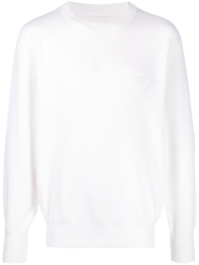 Prada Applique-logo Sweatshirt In Weiss