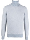 Malo Ribbed-knit Cashmere Roll Neck Sweater In Blau