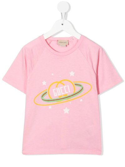 Gucci Babies' Logo-print Cotton T-shirt In Pink