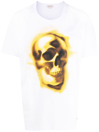 Alexander Mcqueen Man White Silhouette Skull T-shirt