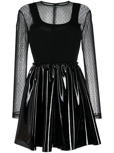 Red Valentino High-shine Panel Detail Dress In Schwarz