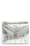 Ted Baker Ayalali Snakeskin Print Leather Crossbody Bag In Silver