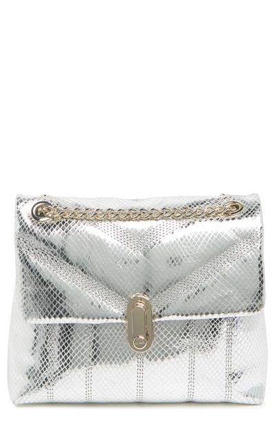 Ted Baker Ayalali Snakeskin Print Leather Crossbody Bag In Silver