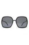 Gucci 58mm Square Rectangle Sunglasses In Black Black Grey