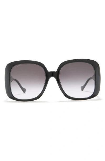 Gucci 57mm Oversized Square Sunglasses In Black Black Grey