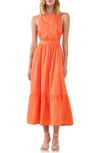 English Factory Open Back Maxi Dress In Orange