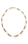 Monica Vinader Mixed Metal Heritage Link Chain Necklace In Metallic Gold