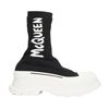 Alexander Mcqueen Tread Slick Graffiti Pull-on Boot Sneakers In Black Whi Of Whi Blk