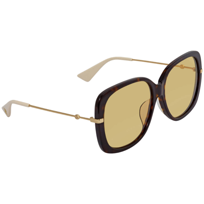 Gucci Yellow Rectangular Ladies Sunglasses Gg0511sa00559 In Brown