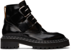 PROENZA SCHOULER BLACK LUG SOLE BUCKLE BOOTS