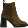 SEE BY CHLOÉ KHAKI MALLORY ANKLE BOOTS