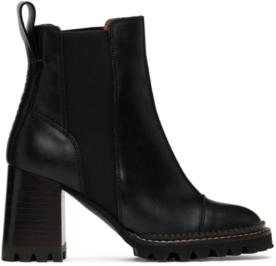 See By Chloé Black Mallory Ankle Boots In 999 Black