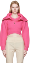 Jacquemus La Maille Risoul Cropped Wool Jumper In Pink