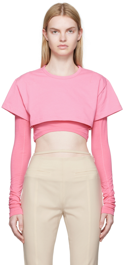 Jacquemus Pink ‘le Double' T-shirt In 430 Pink