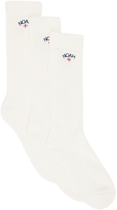 Noah Three-pack Off-white Adidas Originals Edition Socks In Owhite