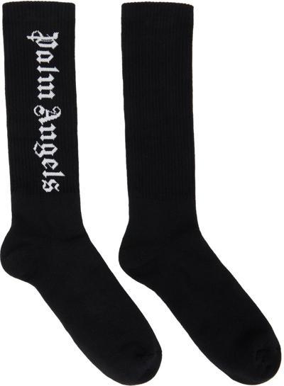 Palm Angels Vertical Logo Cotton Socks In Black