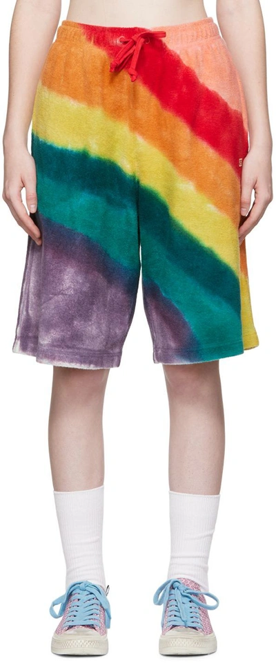 Acne Studios Tie-dyed Cotton-terry Shorts In Pastel Pink