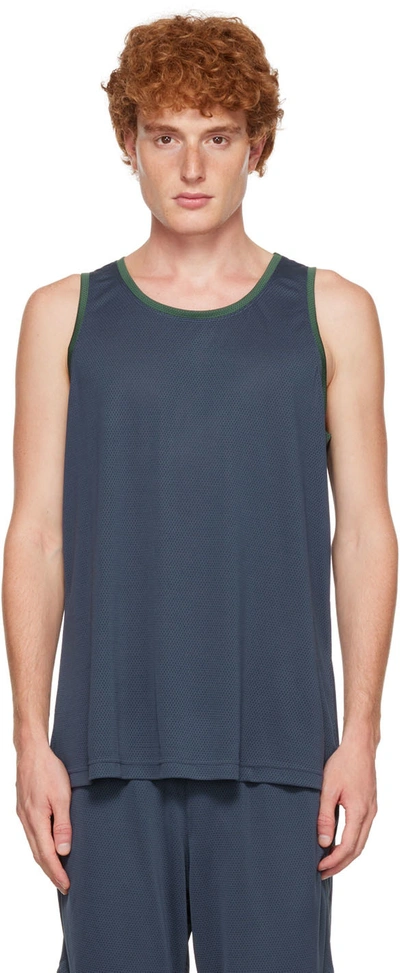 Outdoor Voices Dribble Two-tone Recycled-mesh Tank Top In Blue