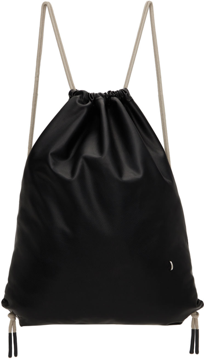Rick Owens Black Large Drawstring Backpack In 0908 Black/pearl