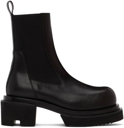 Rick Owens Beatle Bogun Platform Leather Chelsea Boots In Black