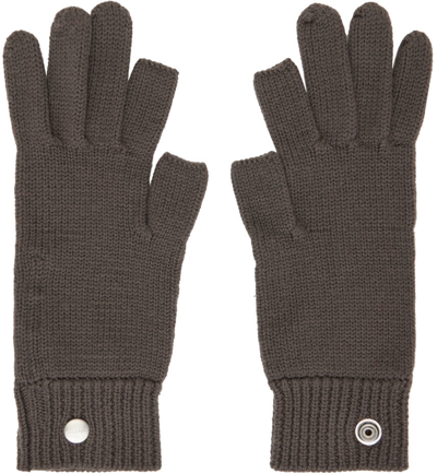 Rick Owens Gray Cashmere Touchscreen Gloves In 34 Dust