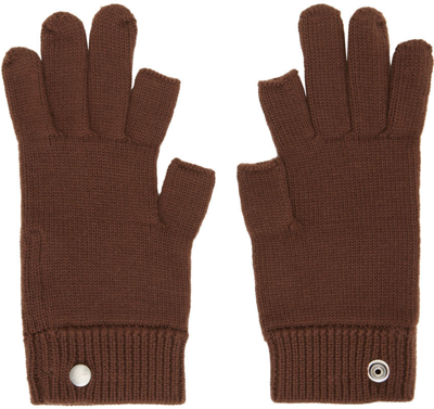 Rick Owens Brown Cashmere Touchscreen Gloves In 43 Macassar