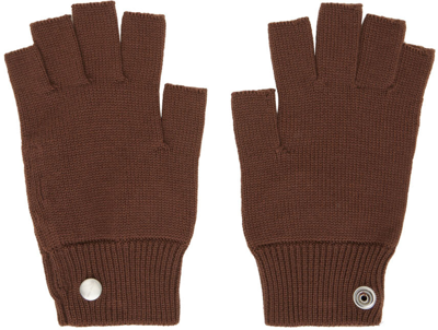Rick Owens Brown Cashmere Mittens In 43 Macassar