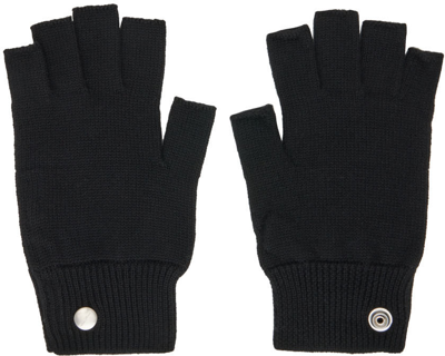 Rick Owens Cashmere Fingerless Gloves In Nero