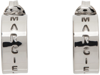 Mm6 Maison Margiela Logo-engraved Half Hoop Earrings In Silver