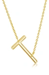 Simona Gold Plated Sterling Silver Sideways Initial Necklace In Gold - T