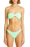 Hunza G Jean Crinkle Bandeau Two-piece Swimsuit In Lime